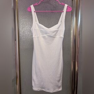Forever 21 White Ribbed Bodycon Dress with Sweetheart Neckline Juniors L NWOT